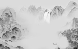 国画客厅山水背景 文件分层 