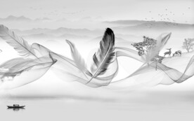 羽毛 爆款山水 分层TIF文件