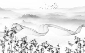 竹子客厅风景山水 TIF分层