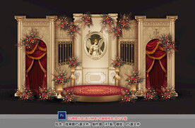 欧式金色婚礼迎宾区