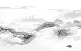 唯美客厅灰山水画 tif分层