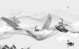 新款灰山水画 tif文件分层