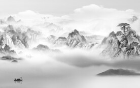 现代灰山水画 tif文件分层