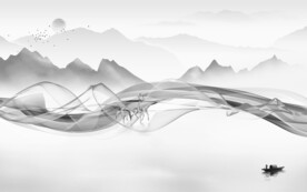 高清 灰山水画 tif文件分层