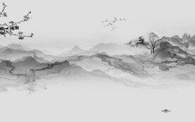 新品 客厅灰山水画 tif分层