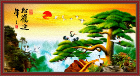 国画黄山迎客松