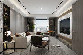 现代轻奢客餐厅模型效果图设计