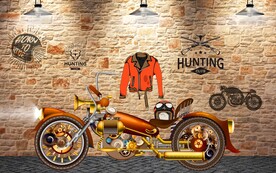 摩托机车背景墙画