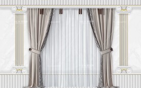 大理石背景罗马柱窗帘电视背景墙