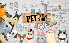 小狗猫咪宠物店背景墙