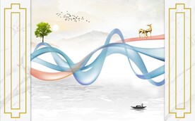 大理石纹 飘带鹿