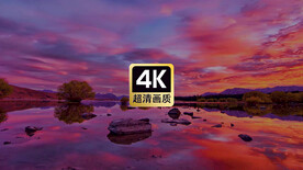 短视频素材傍晚湖面上的红色云海