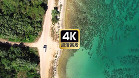 短视频素材航拍碧浪沙滩