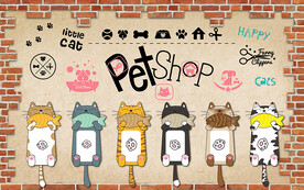 红砖墙宠物店工装背景墙