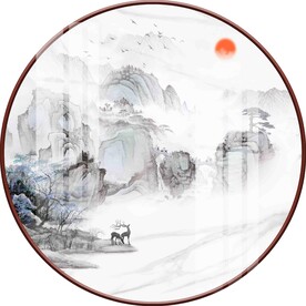 新中式圆形装饰画图片