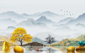 现代 唯美客厅山水 TIF分层