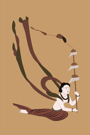 敦煌莫高窟322窟壁画持幡飞天