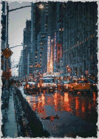 5070数字油画装饰画都市街道