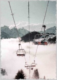 5070数字油画装饰画高空缆车