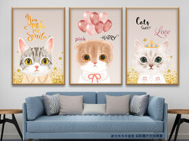 可爱卡通大眼萌宠气球无框画