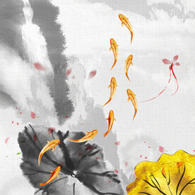 九鱼抽象水墨装饰画