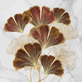 轻奢金色银杏叶装饰画