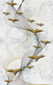 装饰画 新中式 抽象线条 鸟