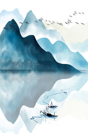 装饰画 抽象水墨山水画 新中式