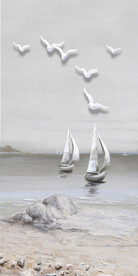 装饰画 新中式 海边风光 帆船