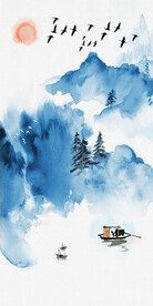 装饰画 抽象水墨山水画 新中式