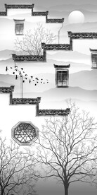 装饰画 古式房屋 新中式