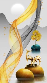 轻奢麋鹿装饰画