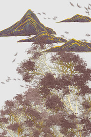 装饰画 抽象山水画 树枝