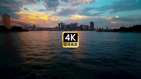 短视频素材航拍傍晚海港海面