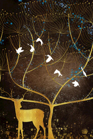 晶瓷画 金箔画 背景墙 三联画