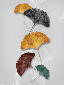 装饰画 抽象画 线条 杏叶