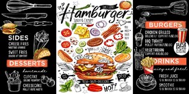 欧美风黑板汉堡西式快餐背景墙