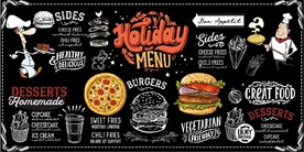 欧美风黑板汉堡西式快餐背景墙