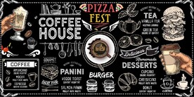 欧美风黑板手绘西式快餐背景墙