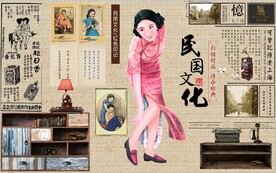 复古怀旧民国风餐饮酒吧背景墙