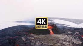 近距离航拍喷射岩浆的火山口