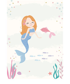 海底可爱的美人鱼卡通插图矢量图