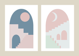 北欧简约建筑空间几何墙面装饰画