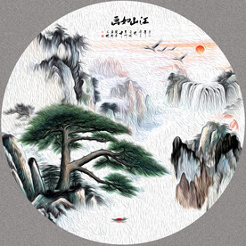 迎客松山水画