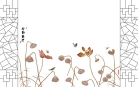 高清分层新中式彩白彩推拉门写真