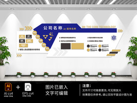 黄蓝企业文化墙展板