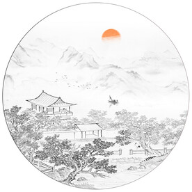 圆形山水画