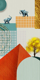 抽象几何玄关装饰画