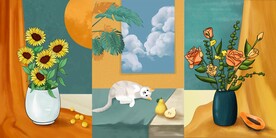 北欧小清新重彩装饰画三联画