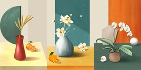 简约北欧重彩客厅三联画装饰画